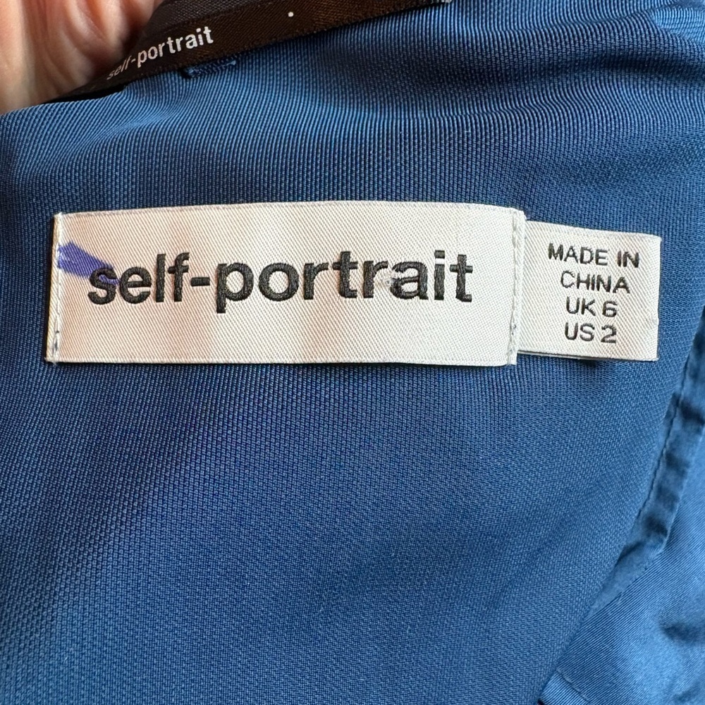 Self-Portrait Blue Taffeta Strapless Jumpsuit. Size 2 - Picture 3 of 12